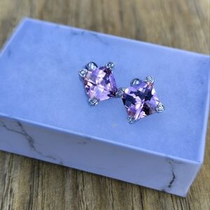 NEW Pink Cubic Zirconia Silver Designer Stud Earrings